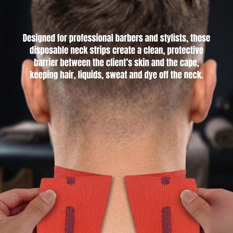 Disposable Barber Neck Strips for Hair Cutting & Shaving – Soft, Stretchable & Hygienic Neck Paper–Black, Red & White Color Options (400, Red)