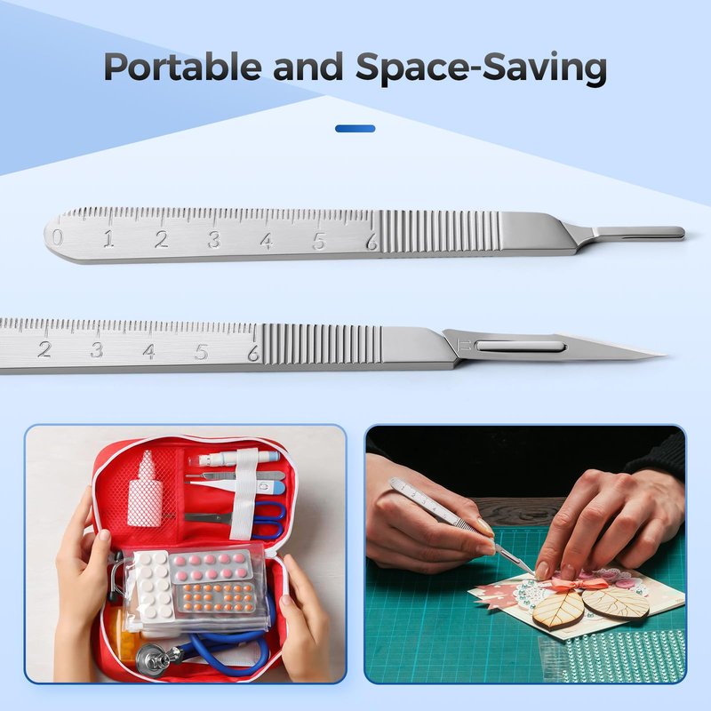 JMU 2 Pcs Scalpel Handle No 3, Stainless Steel Dermaplane Handle for Blades No. 10 10R 11 12 13 14 15 15A and 15C