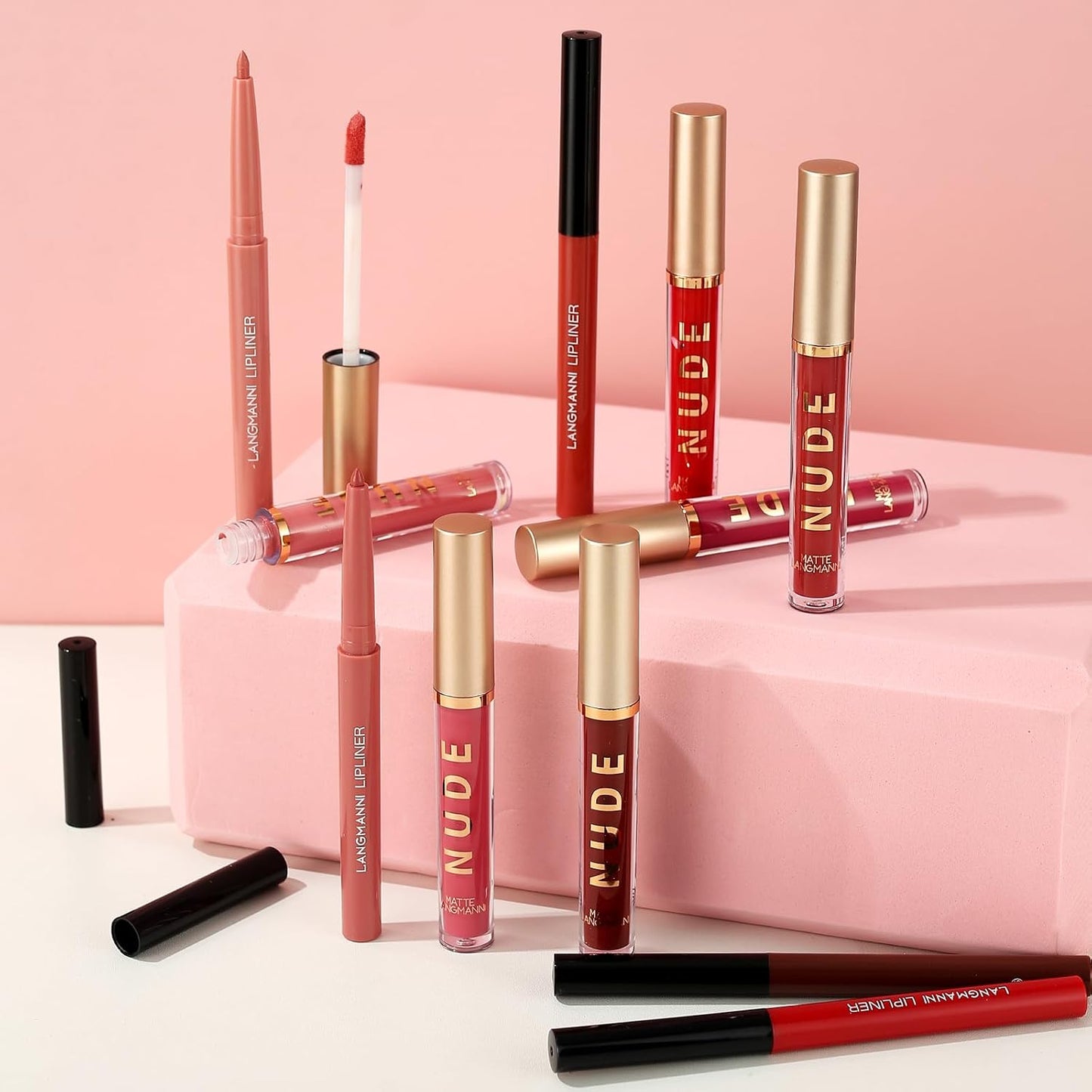 Matte Lip Liner & Liquid Lipstick Set - Velvety Nude Waterproof Long Wear | 8 Pcs High Pigment Makeup Gift Set