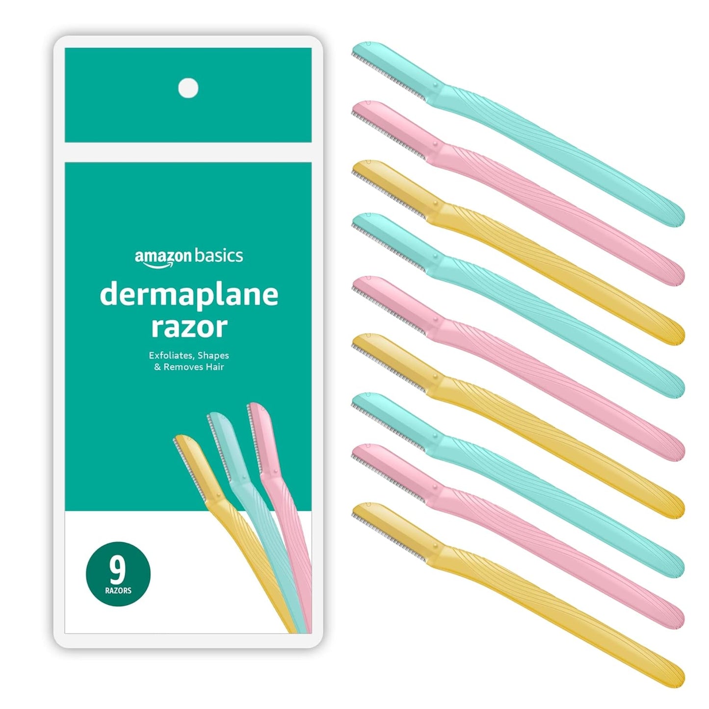Dermaplane Razor - Peach Fuzz Remover & Face Shaver for Women | Eyebrow Trimmer, Exfoliating Tool, 9 Count