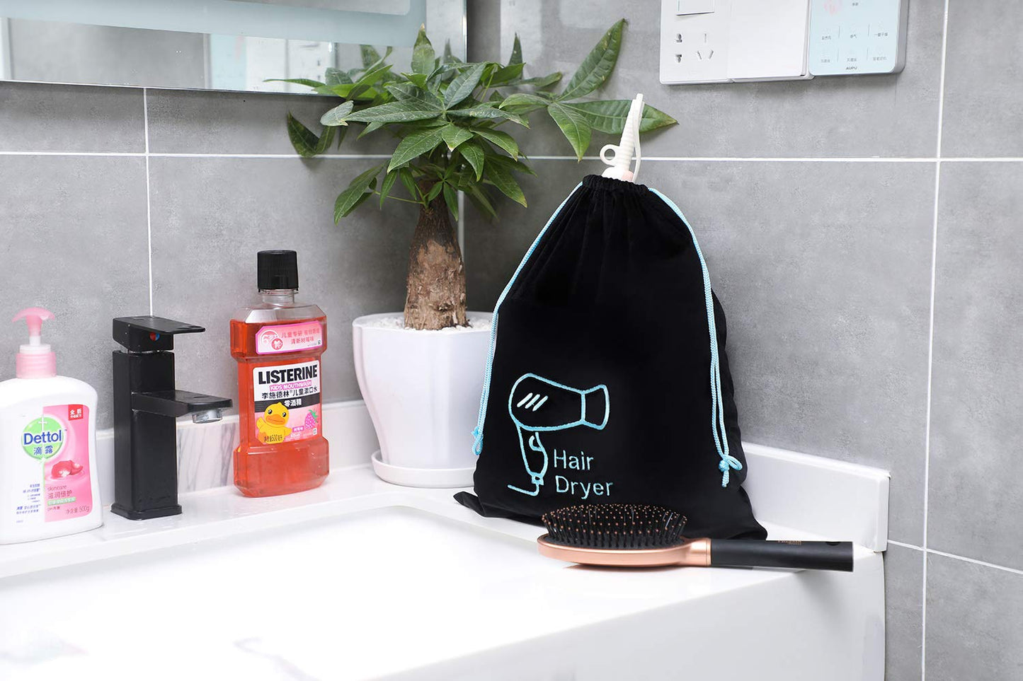 AKLVBL Hair Dryer Bag 11.8’’x 14’’ Storage Organizer Bag For Hairdryer and All Hair Tools With Drawstring, Ideal for Travel, Gym, Hotel or Home Use (One Pack)
