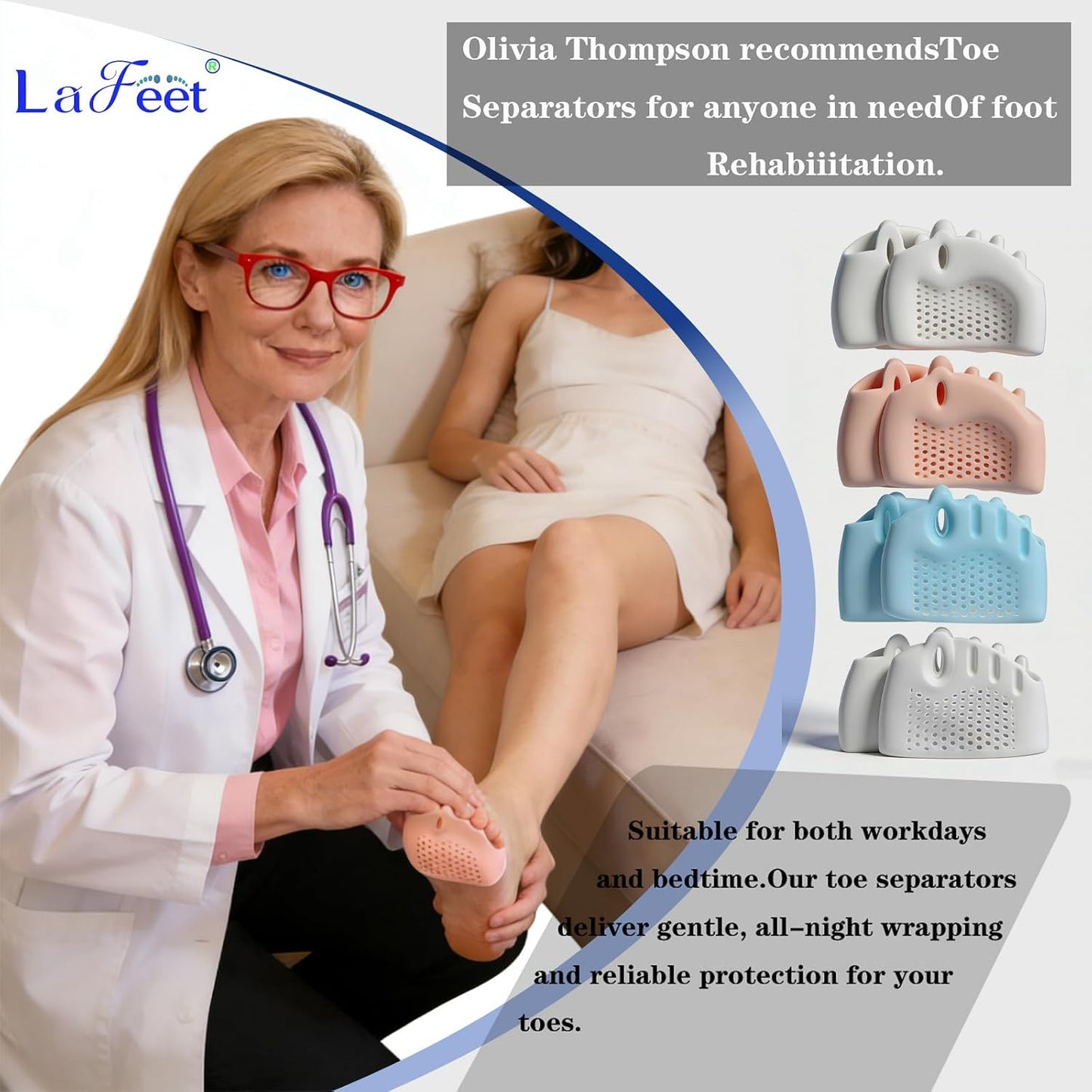 Bunion Corrector for Women - Silicone Toe Separators with Breathable Cushions | 4-Piece Set