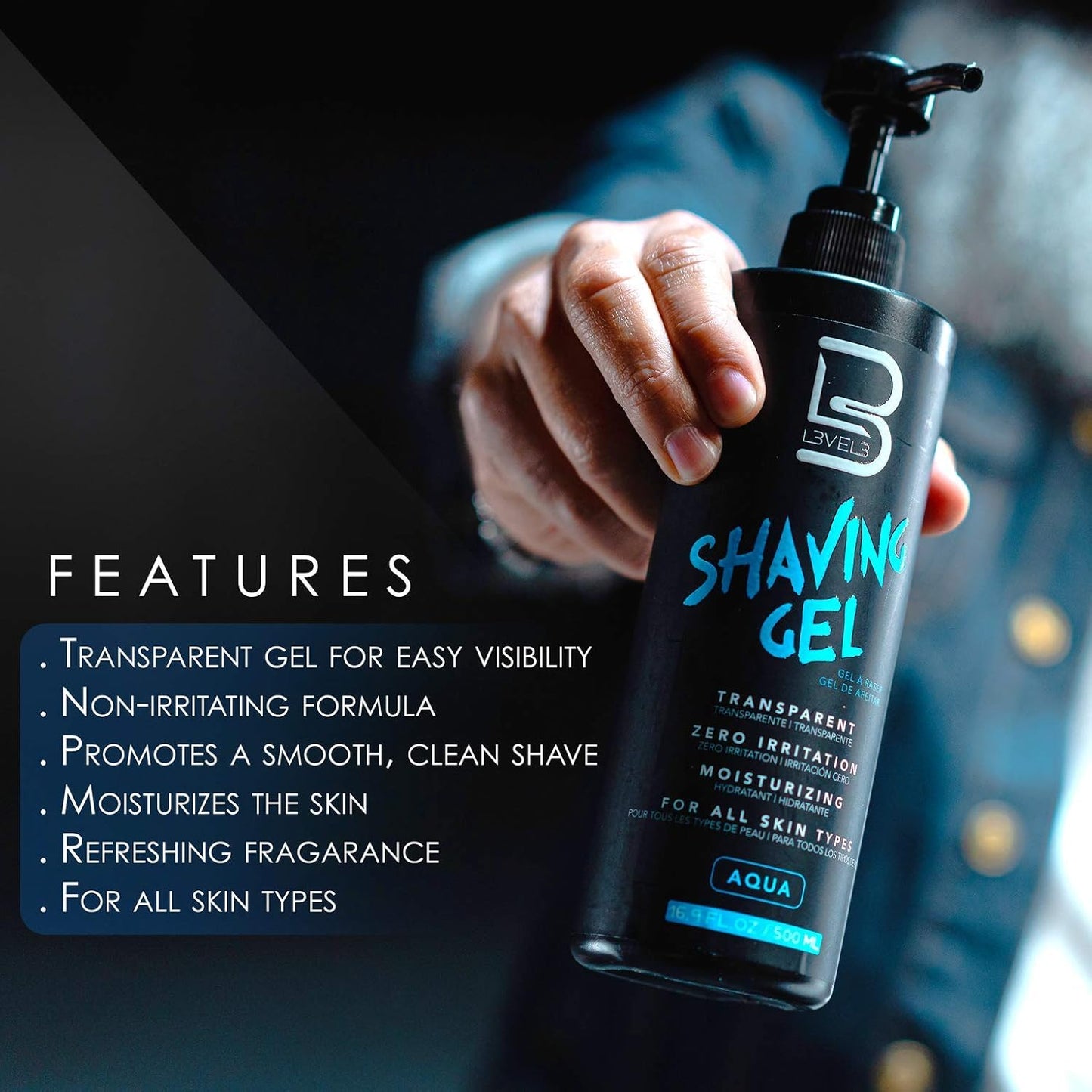 L3 Shaving Gel - Non-Irritating Straight Razor Gel for Smooth Shaves | Refreshing Aqua Scent