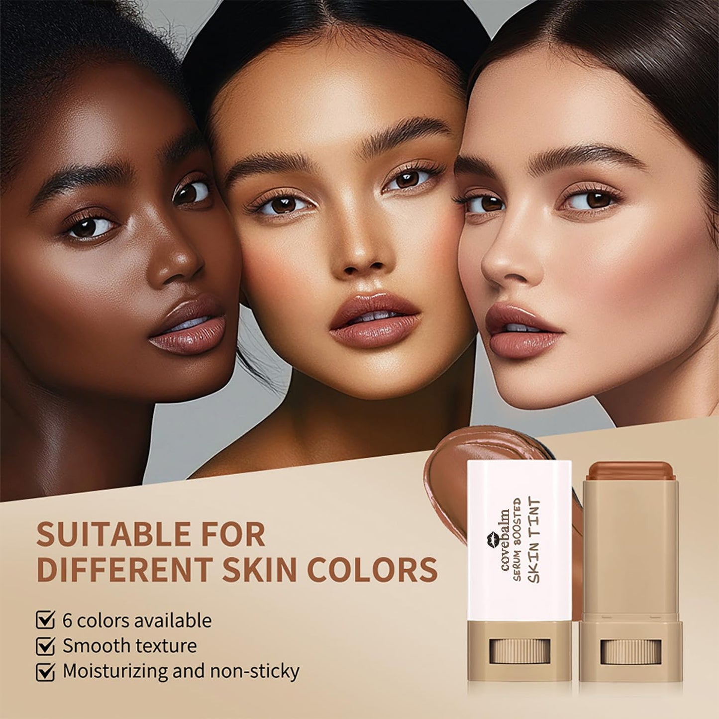 Beauty Skin Tint for Black Women - Covebalm Foundation Stick | Full Coverage Tinted Moisturizer (#06)