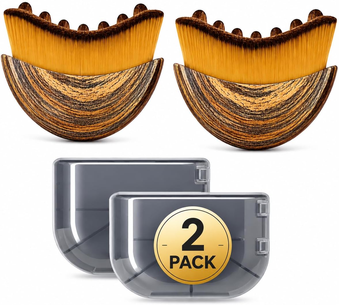 Lymphatic Contour Face Brush Set - Wooden Sculpting Tool for Dry Skin | 2 Pack for Jawline Toning & Facial Definition