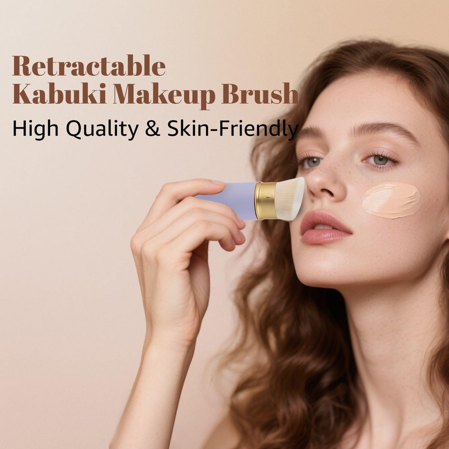Retractable Face Makeup Brush for Powder Blending Liquid Cream Face Angle