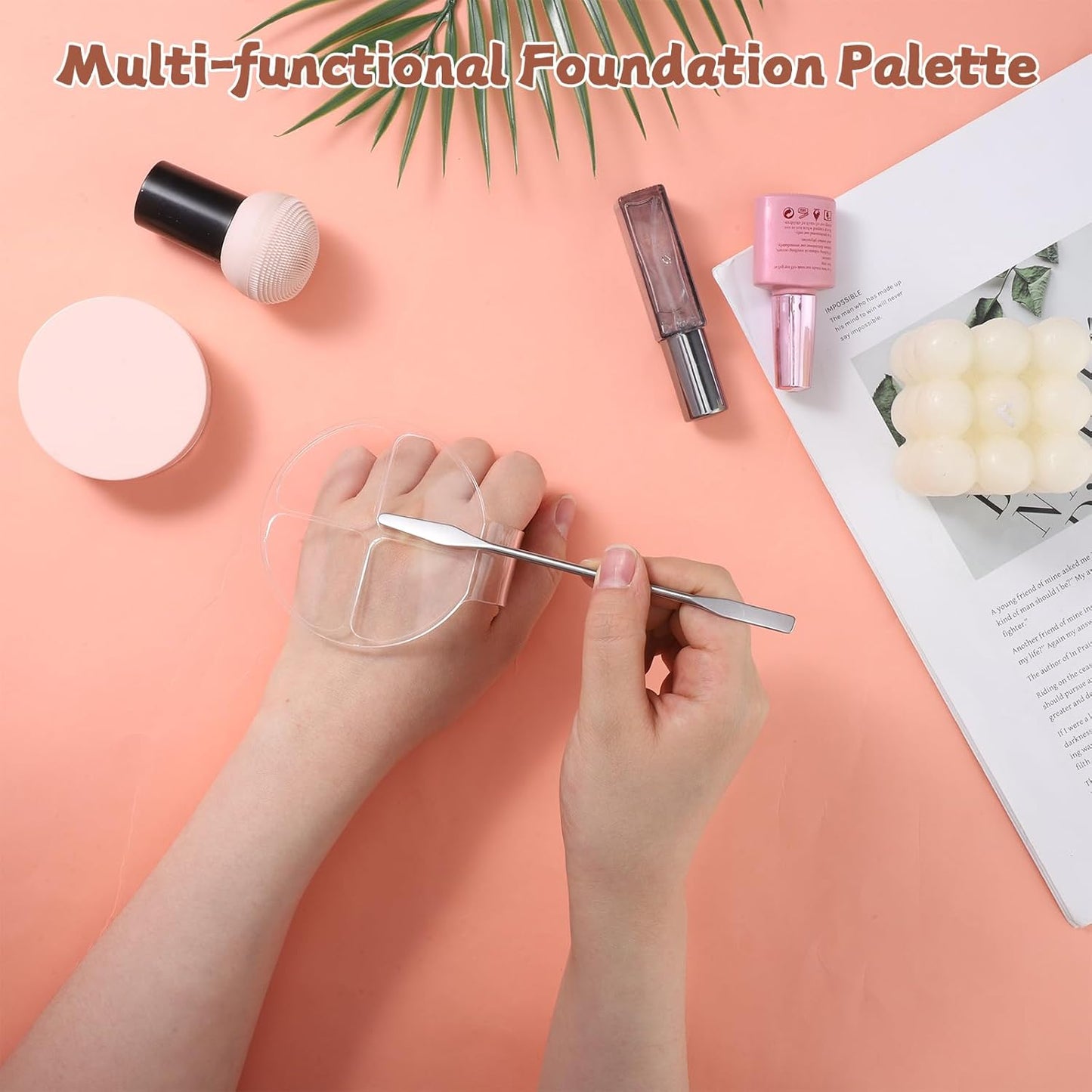 Makeup Mixing Palette Set - Handheld Acrylic Cosmetic Tray for Foundation & Nail Art | Clear Mixing Palettes