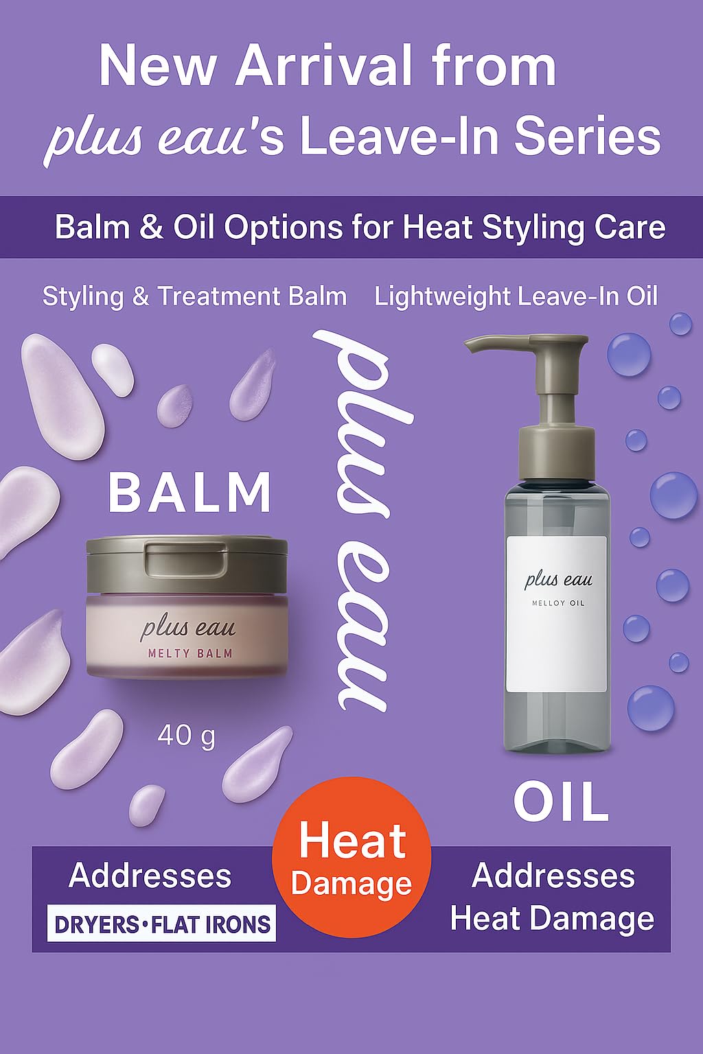 Plus eau, Daily Leave-In Hair Treatment & Conditioner Prevent Hair Damage/Dryness, 3 fl oz / 90ml, Made in Japan