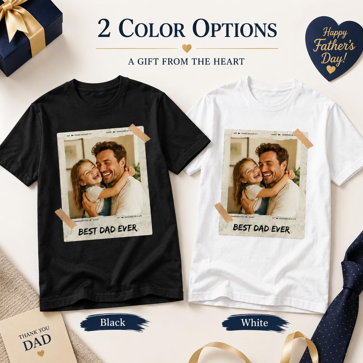 CustomSolo Custom Dad Photo T Shirt, Personalized for Dad, Upload Picture Shirt, Best Dad Ever Tee