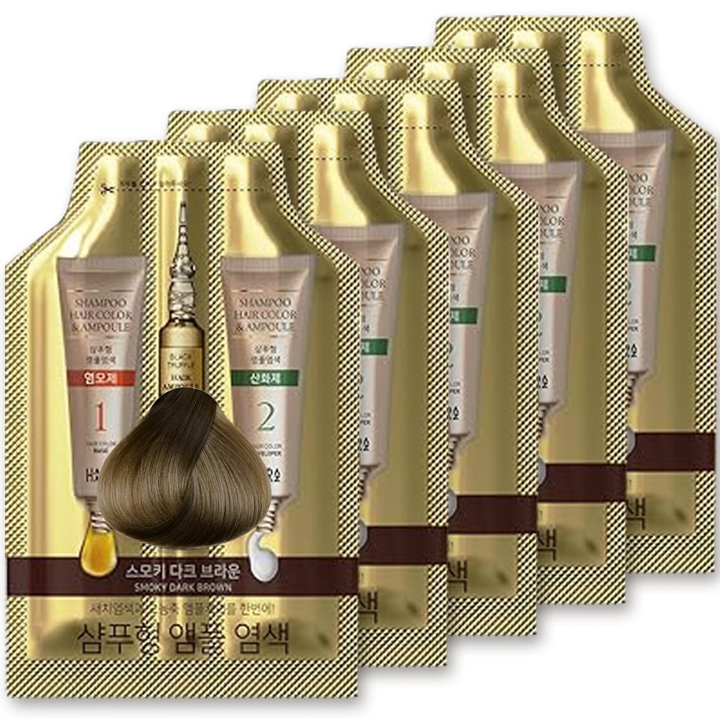 HAARAZ Instant Hair Dye Shampoo Ampoule, Permanent Hair Color Dye - Paraben-Free, 5-Minute Easy and Fast Coloring, for Gray Hair Coverage with Keratin & Collagen, Made in Korea (Natural Brown)