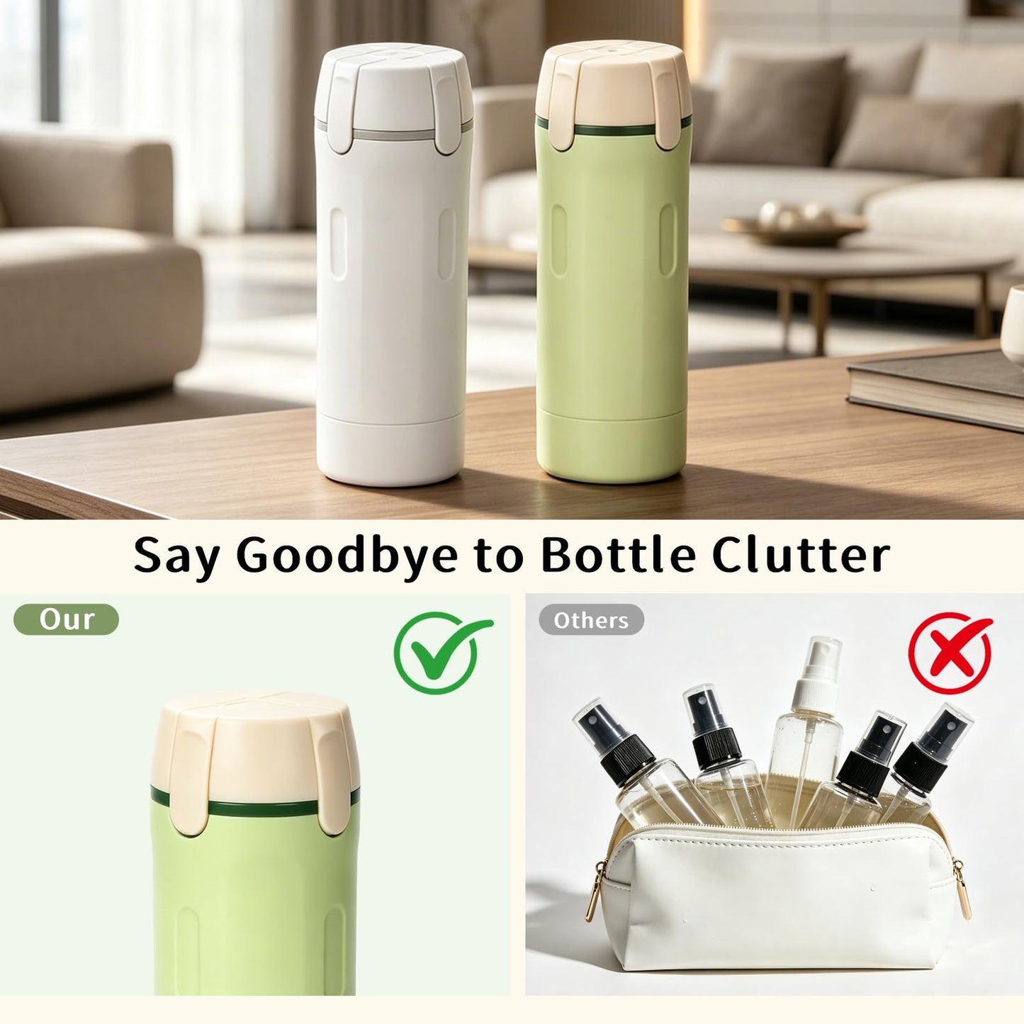 LuxDuo 2 Pack Leakproof 4-in-1 Travel Dispenser Bottle with Storage Pouch for Toiletries,Refillable Containers for Lotion,Shampoo,Gel,Minimalist Travel Gear for Business,Gym,Overnight Stays,Road Trips