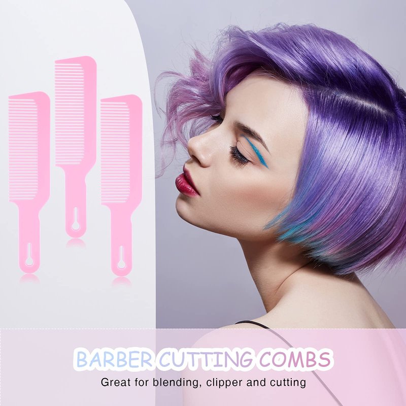 Boao 6 Pack Plastic Pink Hair Combs, 9 Inch Blending Barber Clipper Combs for Clipper Cuts and Flattops, Heat Resistant Anti-Static Hairdressing Combs (Pink, 6 Pieces)