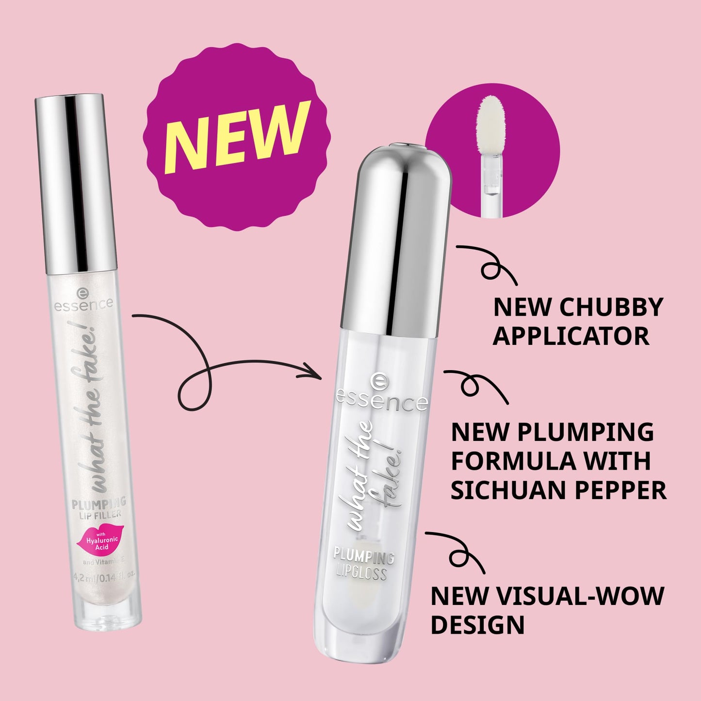 essence | What The Fake! Plumping Lipgloss | High-Shine, Glass-Like Finish | Instant Plumping Effect | Infused with Hyaluronic Acid | Vegan & Cruelty Free (103 | Bare But Better)