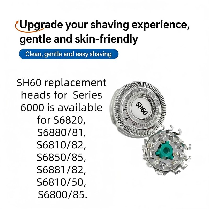 SH60 Replacement Shaver Heads Compatible with Philips Norelco Series 6000, Upgraded Electric Razor Blades for S6880 S6810 S6850 S6xxx, Replacement Heads for Philips Shaver Series 6000