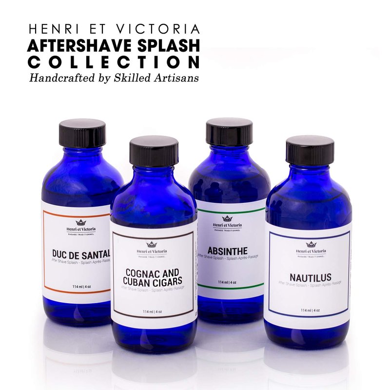 HENRI ET VICTORIA Aftershave Splash For Men l Canadian Made by A Skilled Artisan l Moisturize and Soothe the Skin 114 ml (4 oz) (Duc Santal Fragrance)