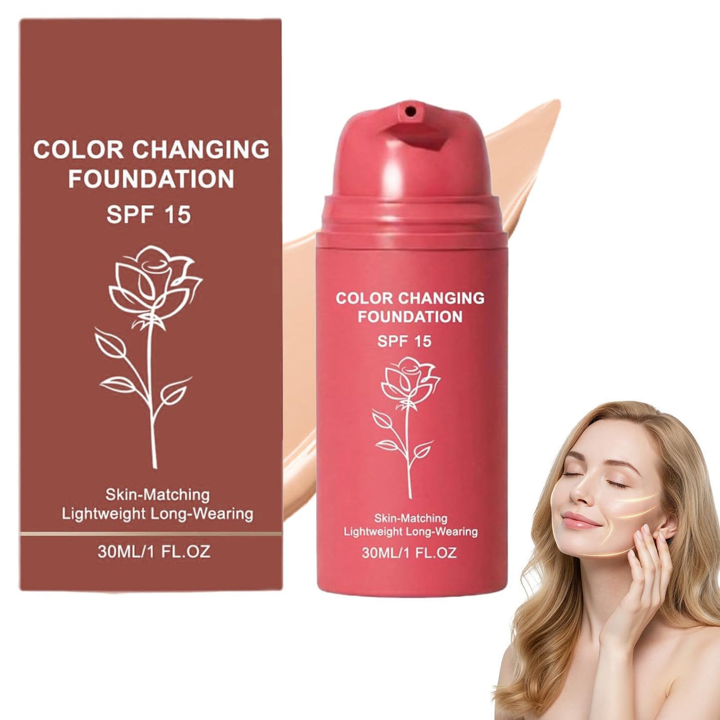 Korean Color Changing Foundation – Hydrating Adaptive Foundation for Mature Skin, Lightweight Coverage for Smooth, Even-Looking Finish (1 Pack)