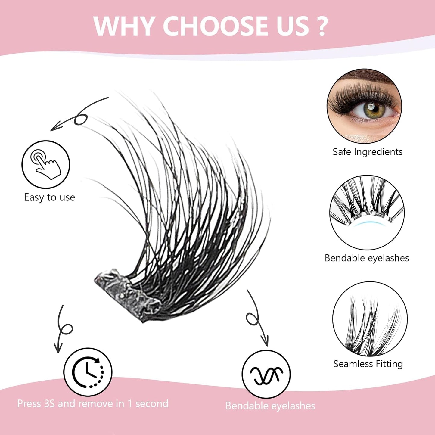 Wispy Lash Clusters Kit - 100 Pcs Individual Eyelash Clusters (12-20mm D Curl) | DIY Extension Kit with Tweezers, Natural Fluffy Lashes for Beginners