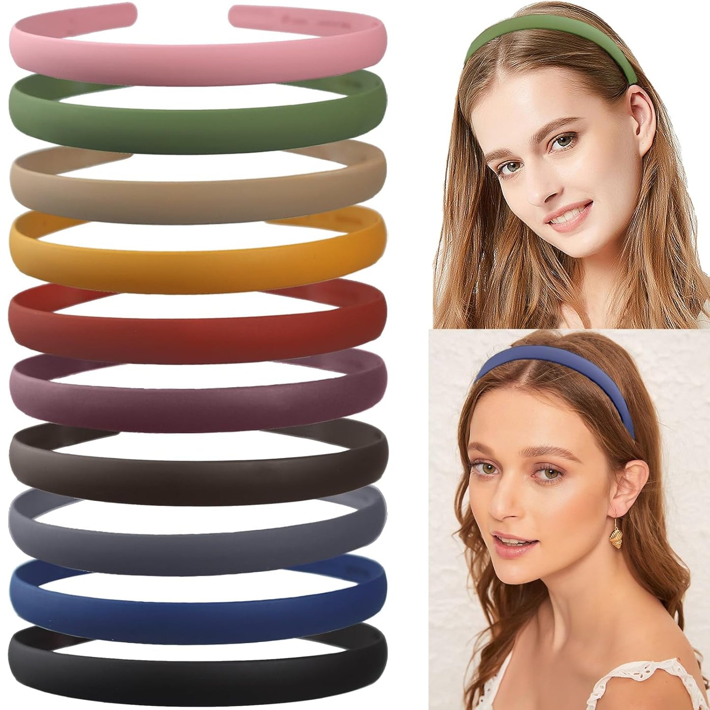 LAPOHI 8-Piece No-Slip Plastic Headbands Set - Effortless Style for Women, Men & Teens | Black