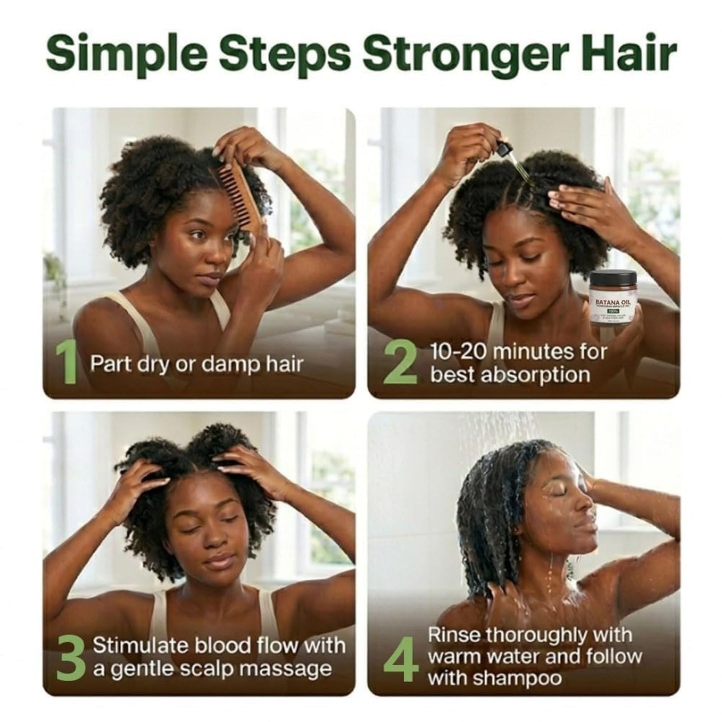 Batana Oil for Hair Growth, Hydrating Oil for Thicker, Stronger Hair and Scalp Health, 100% Pure Batana(2PCS)