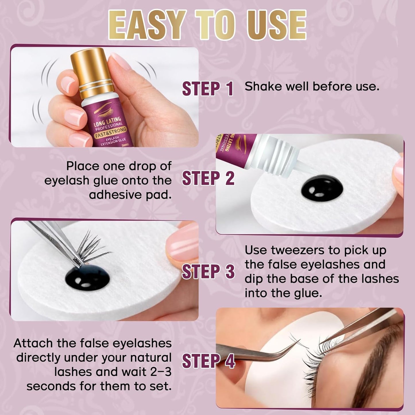 Sensitive Lash Extensions Glue - Fast Dry, Strong Hold, Low-Fume Waterproof Adhesive | 5ml, No-Irritation for DIY & Professional Use