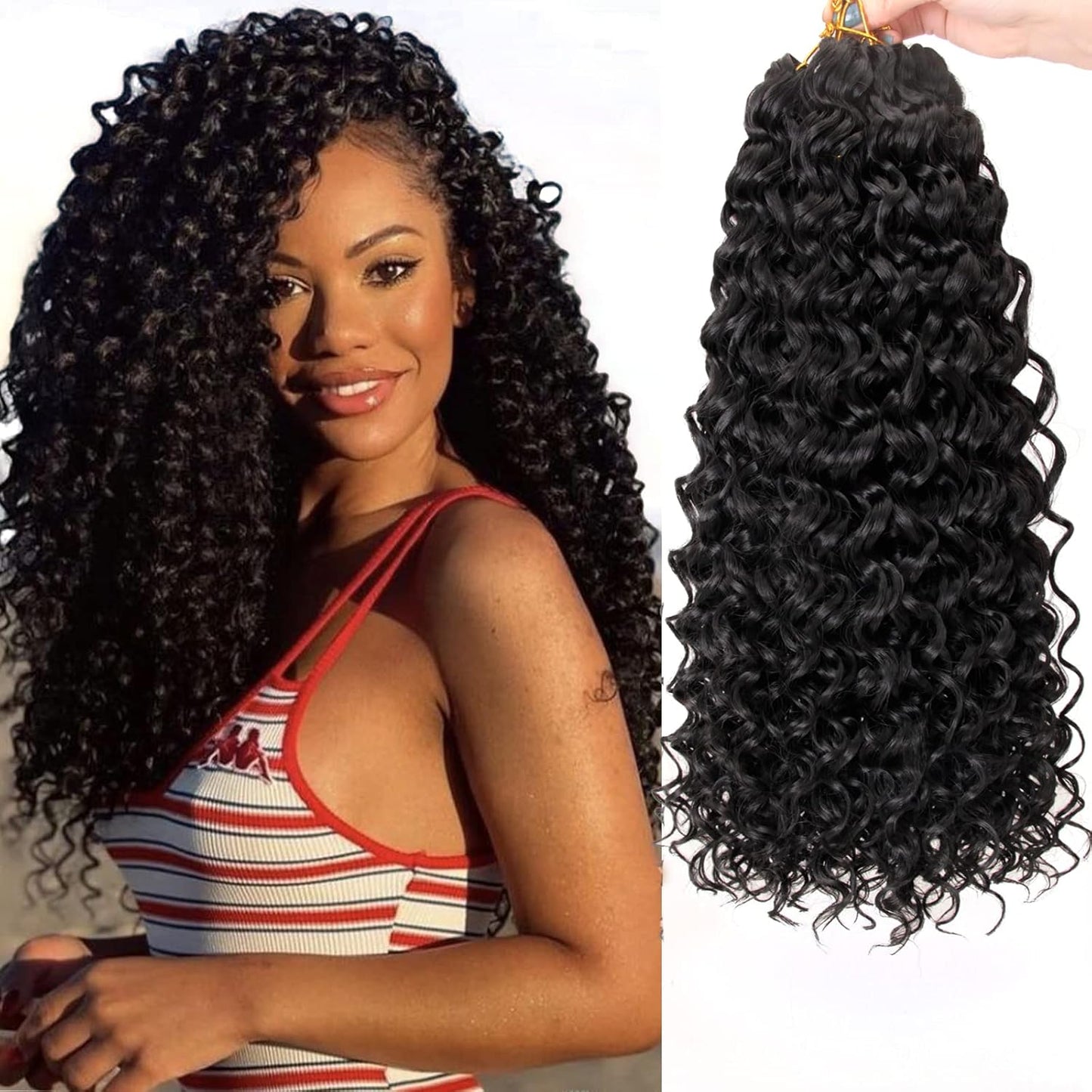 Water Wave Crochet Hair Extensions - Blonde Synthetic Bohemian Braids | 14 Inch Deep Wave (27#)