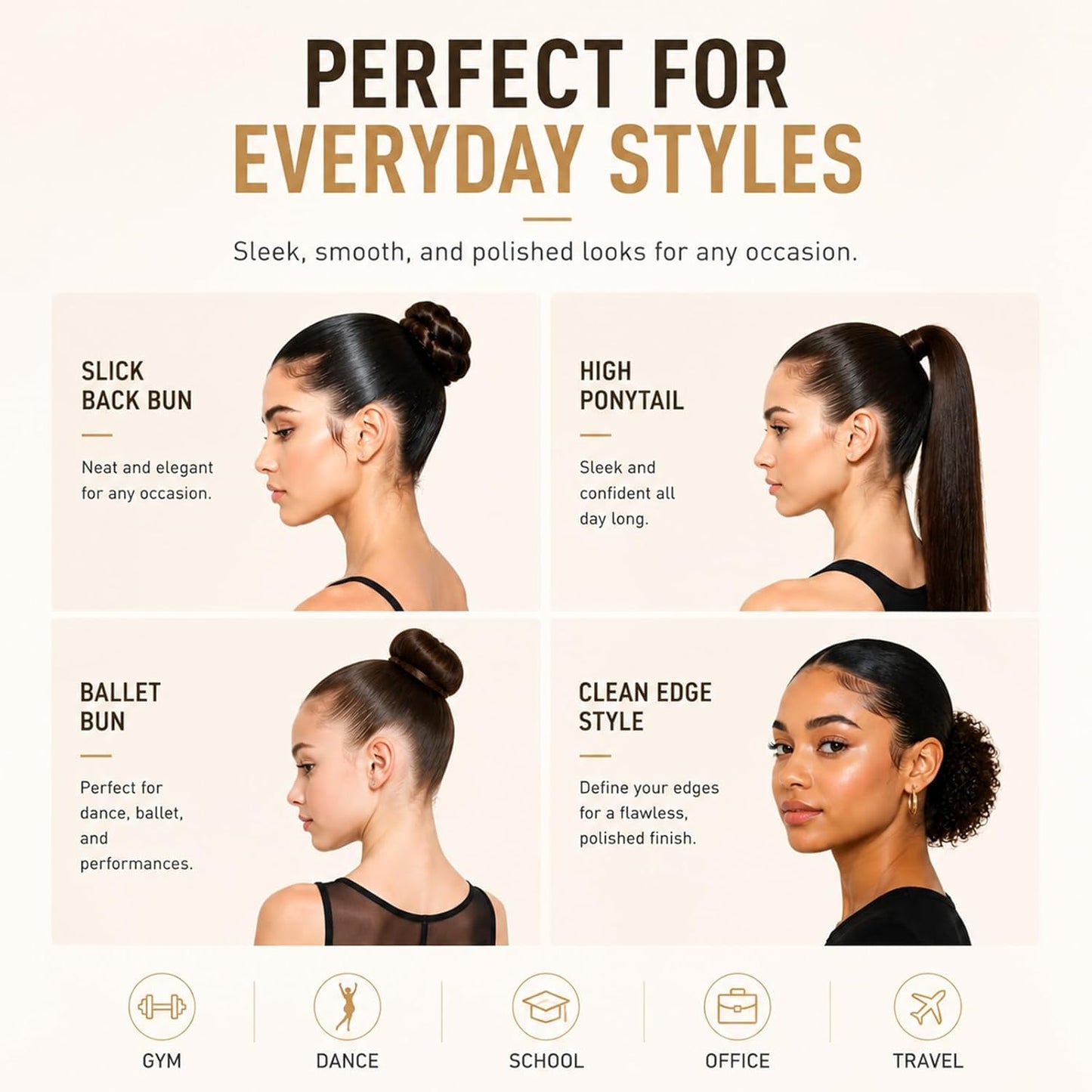 Hair Wax Stick & Hair Brush Set - Non-Greasy Flyaway Finishing Wax for Women | Strong Hold for Sleek Buns & Ponytails