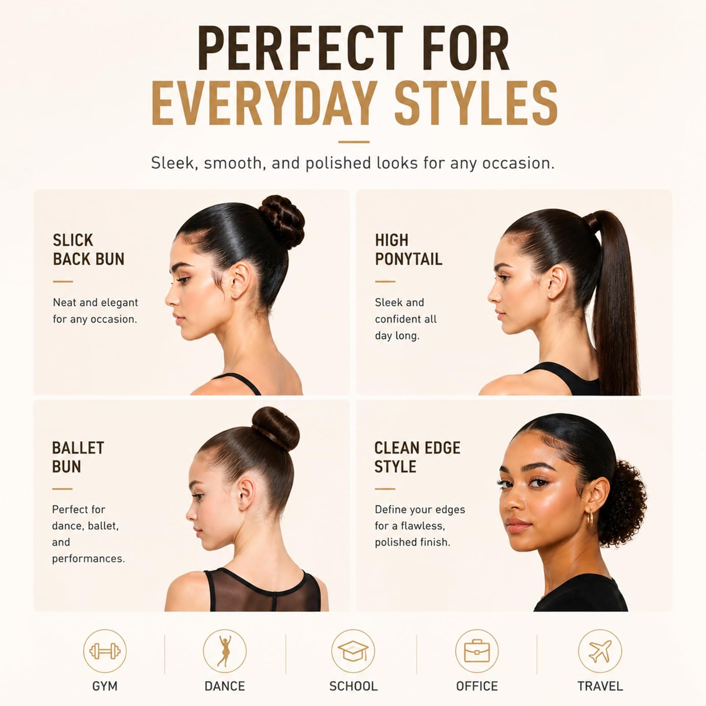 SPRINGSUGAR Hair Wax Stick & Slick Back Hair Brush Set, Flyaway Hair Finishing Stick for Women, Strong Hold Non-Greasy Hair Styling Wax for Sleek Bun, Ponytail & Edge Control