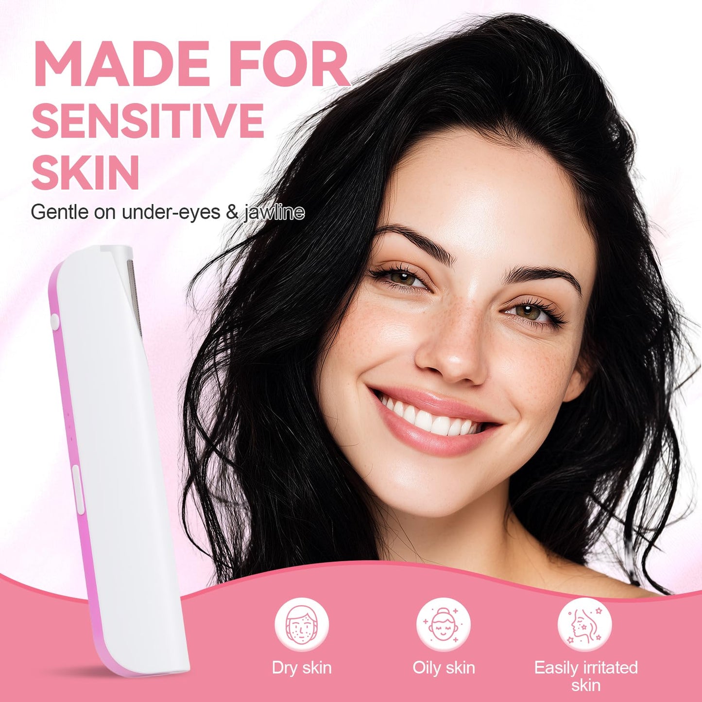 Gulove Sonic Dermaplaning Facial Hair Remover for Women, Gentle Peach Fuzz Removal Tool, Precision Control, Safe for Sensitive Skin, Portable & Rechargeable At-Home Skincare (Cameo Pink)