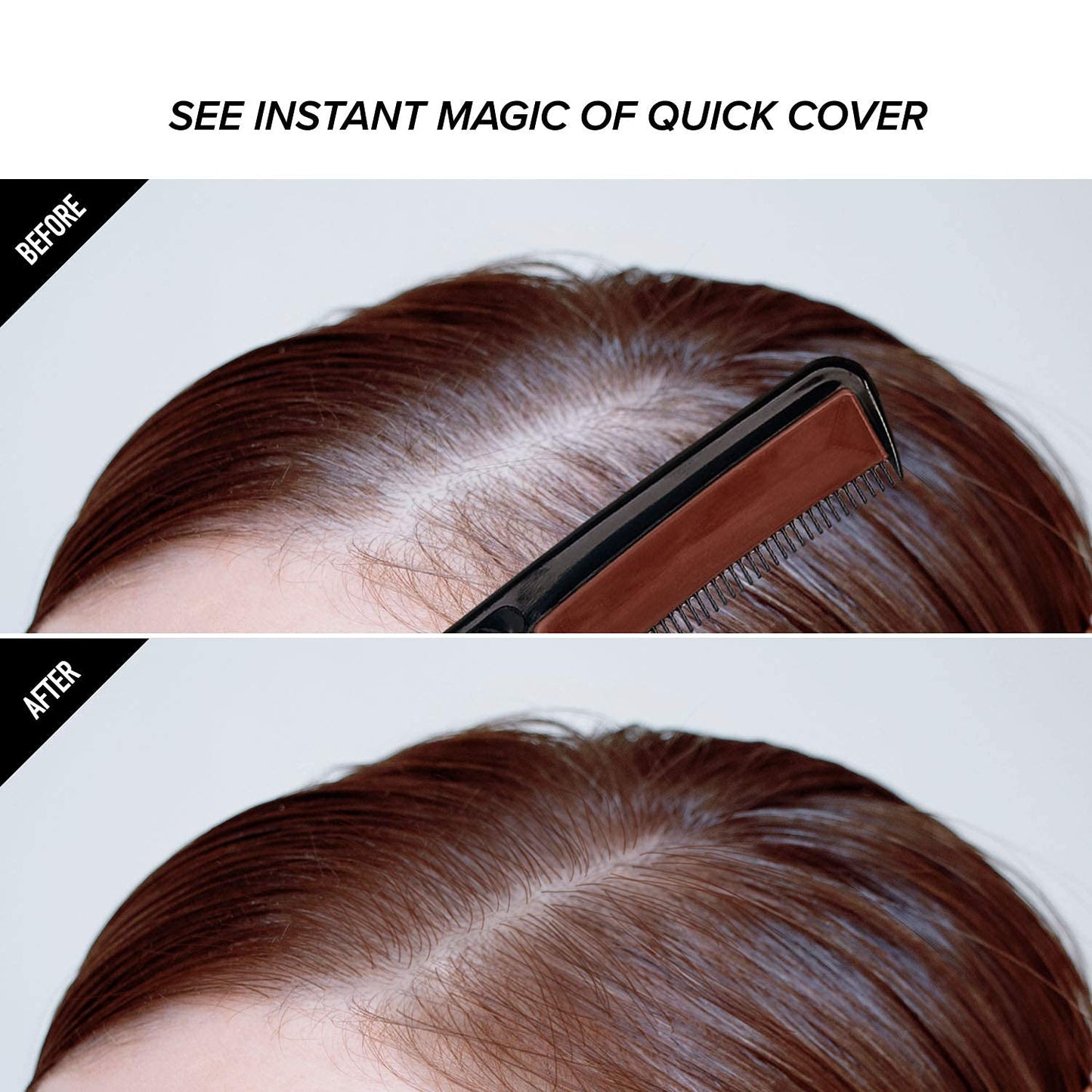 Quick Cover Root Touch Up Comb - Water-Resistant Temporary Gray Concealer for Hair & Beard | Brown
