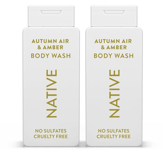 Native Body Wash - Naturally Derived Autumn Air & Amber Scent | Sulfate & Paraben Free, 18 oz (2-Pack)