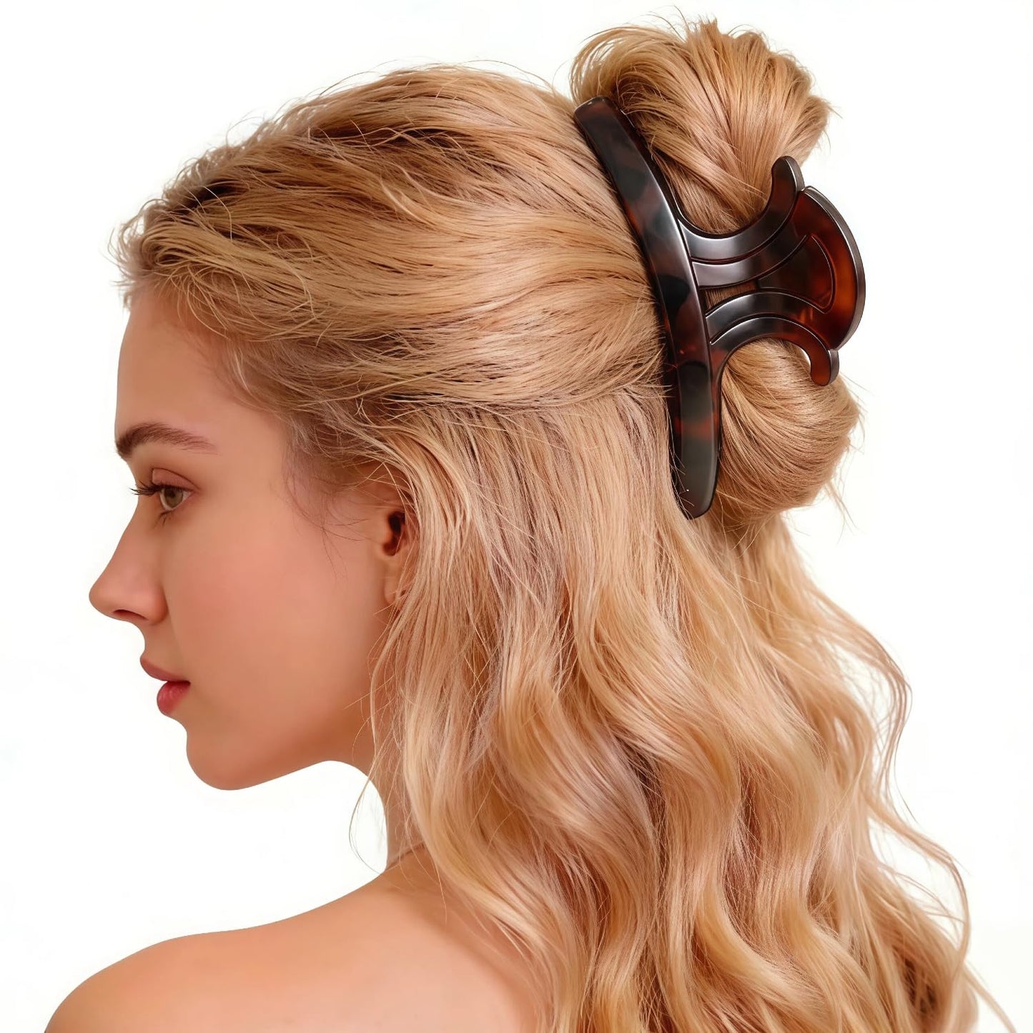 Curved Butterfly Hair Claw Clip - 5 Inch Extra Large, Strong Hold for Thick & Thin Hair | Matte Tortoiseshell