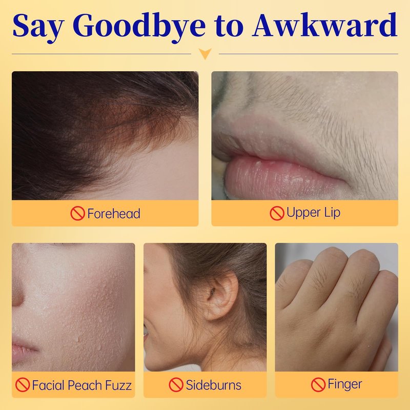 Facial Hair Removal For Women, Painless & Gentle Hair Removal Cream | Chin | Upper Lip | Cheeks for Sensitive Skin (5 Min, 7 Days) - 3.38Fl Oz