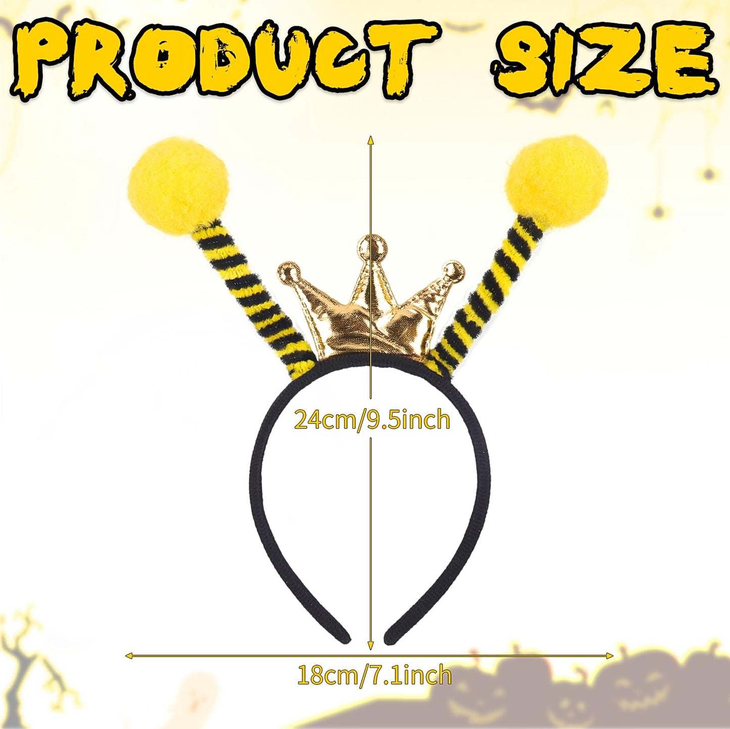 SARATA Bee Headband Bug Antenna Headband for Party Favor, Yellow Bee Antenna Headbands for Halloween, Christmas