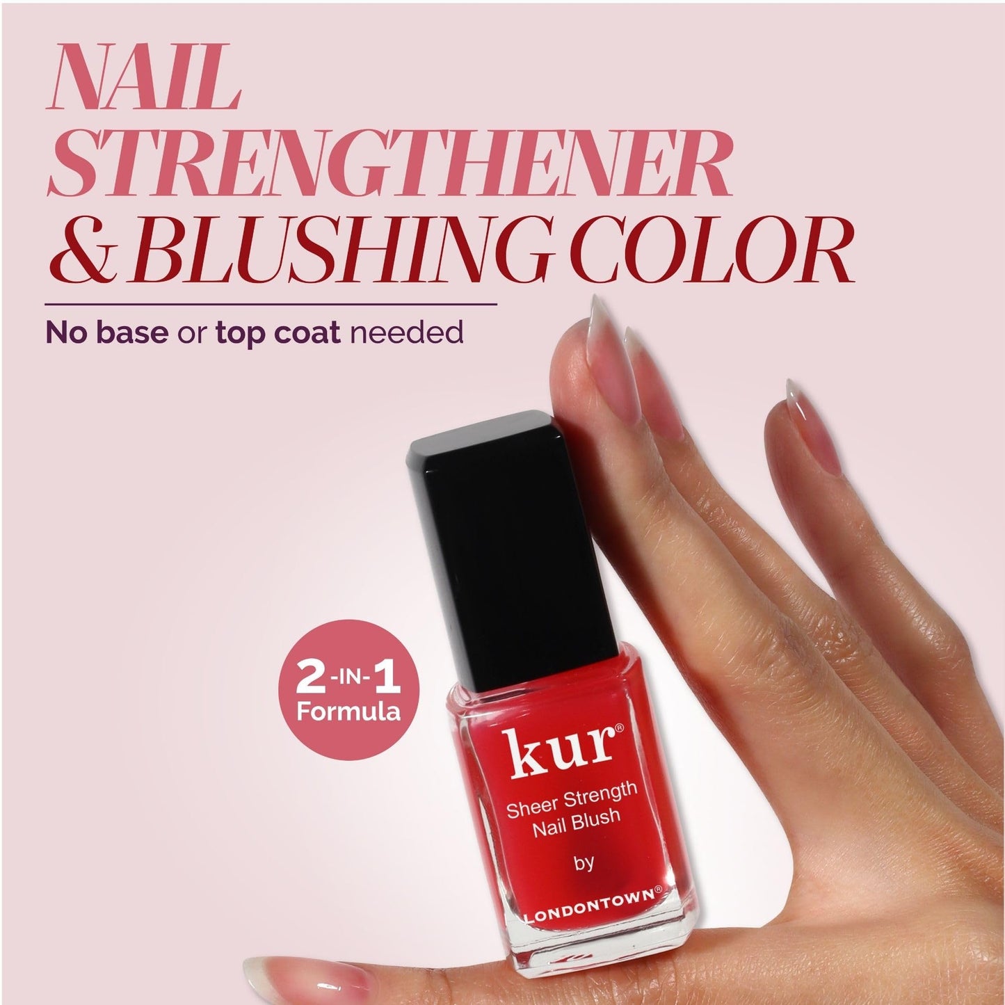 LONDONTOWN Sheer Strength Nail Blush, 2-in-1 Tinted Nail Hardener, Poppy