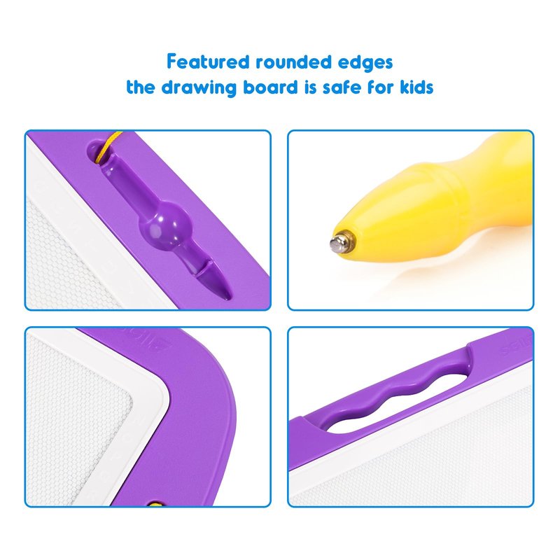 SGILE Toddler Toys for Kids, Large Magnetic Drawing Board for Birthday Gift, Toys for 1 2 3 4 Year Old Girls Boys, Etch & Sketch Pad with 4 Stamps, Learning and Educational, 16 ×13 in, Purple