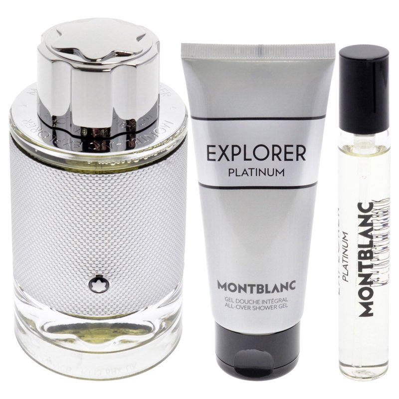 Mont Blanc Explorer Platinum Set 3.4oz EDP & .25oz EDP & 3.4oz SG