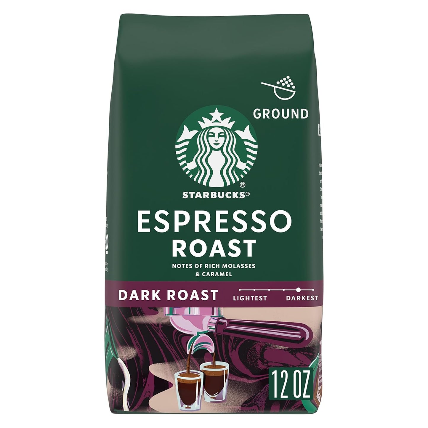 Starbucks Ground Coffee - Dark Roast Italian Blend | 100% Arabica, 18 oz Bag