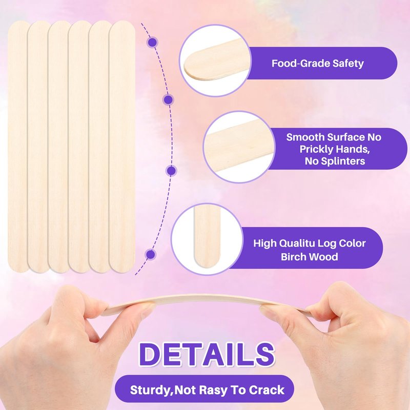 Sintuff 5000 Pcs Jumbo Craft Sticks Bulk 6 Inch Wooden Wax Sticks Multi-Purpose for Face Waxing Body Hair Removal Tongue Depressors and DIY Craft Projects, Plant Labels, Stirring Supplies