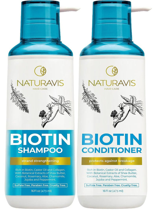 Biotin Shampoo & Conditioner Set - Sulfate-Free Formula for Thinning Hair | Volumizing Castor Oil Treatment with Rosemary