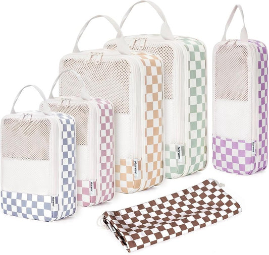 Compression Packing Cubes for Travel - 6 Set Durable Luggage Organizer Bags | Ideal for Carry-On Suitcase