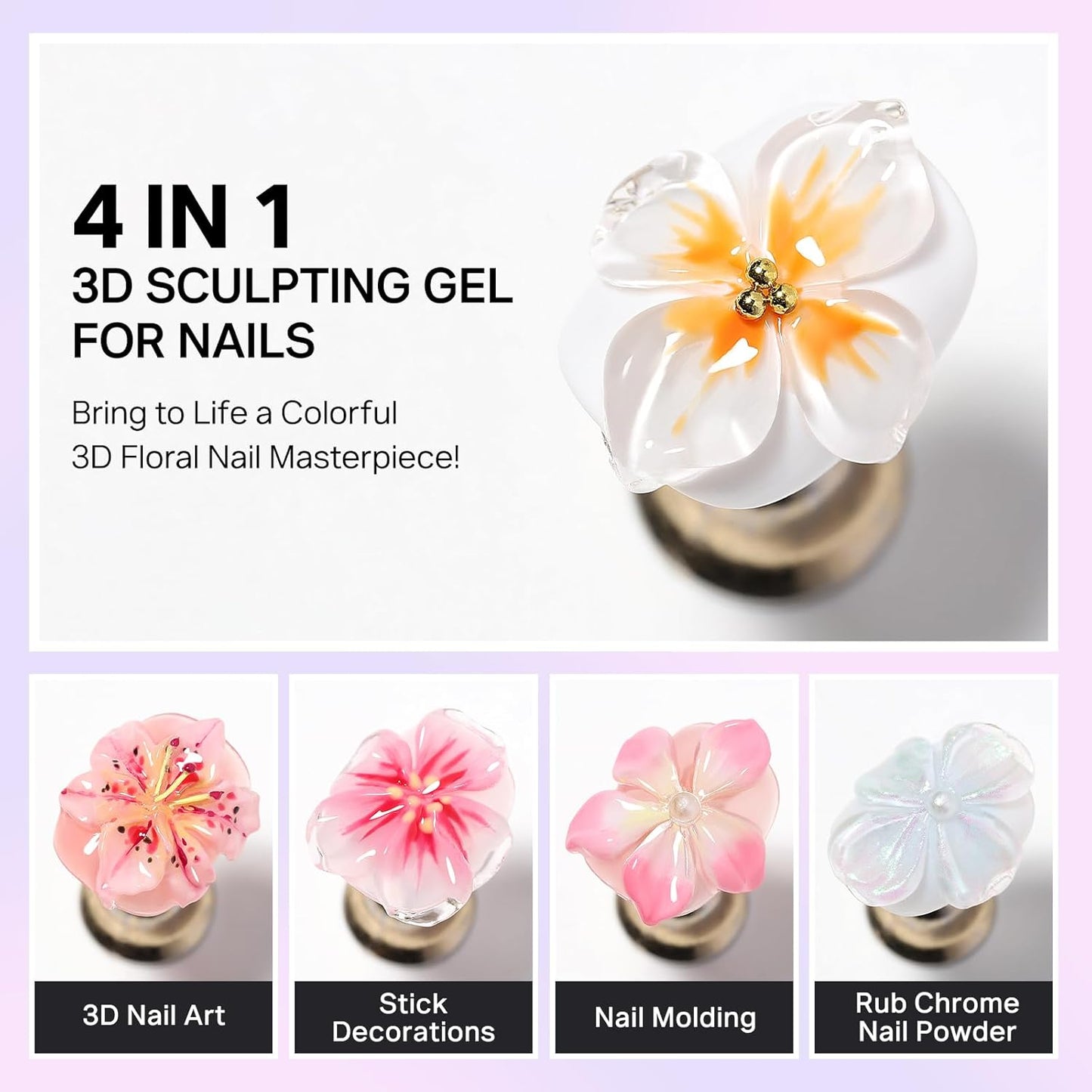 MIZHSE 3D Gel Nail Art - Clear Sculpting Gel for UV/LED Nails | Non-Sticky Molding Gel, 30g