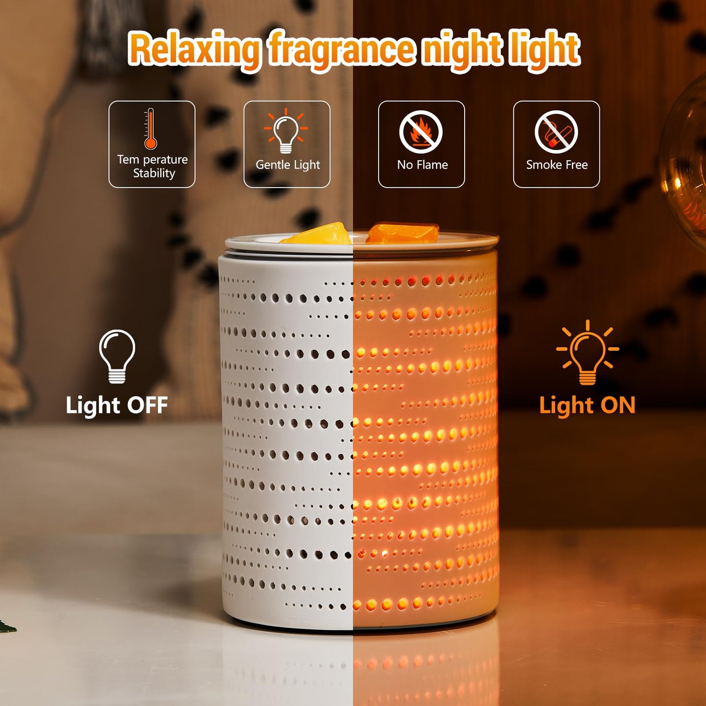 inrorans Wax Melt Warmer Ceramic Oil Burner with Timer Electric Candle Wax Melter with Led Coloful Changing Silicone Removeable Tray for Home Gifts-Sun Moon Galaxy