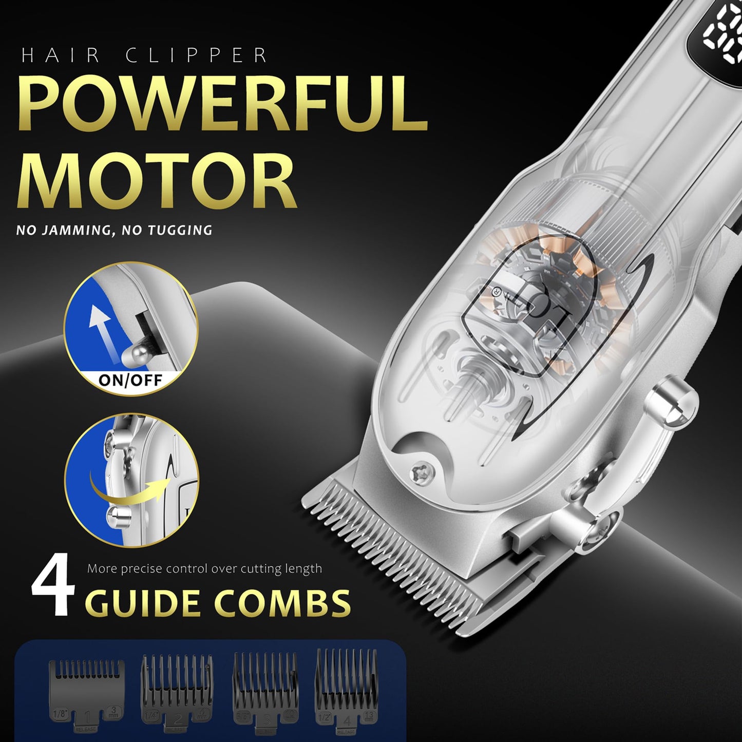 Hair Clippers for Men with LED Display, 4-Piece Cordless Grooming Kit with Hair Clipper, Beard Trimmer, Foil Shaver & Nose Trimmer, Complete Set for Home Barber