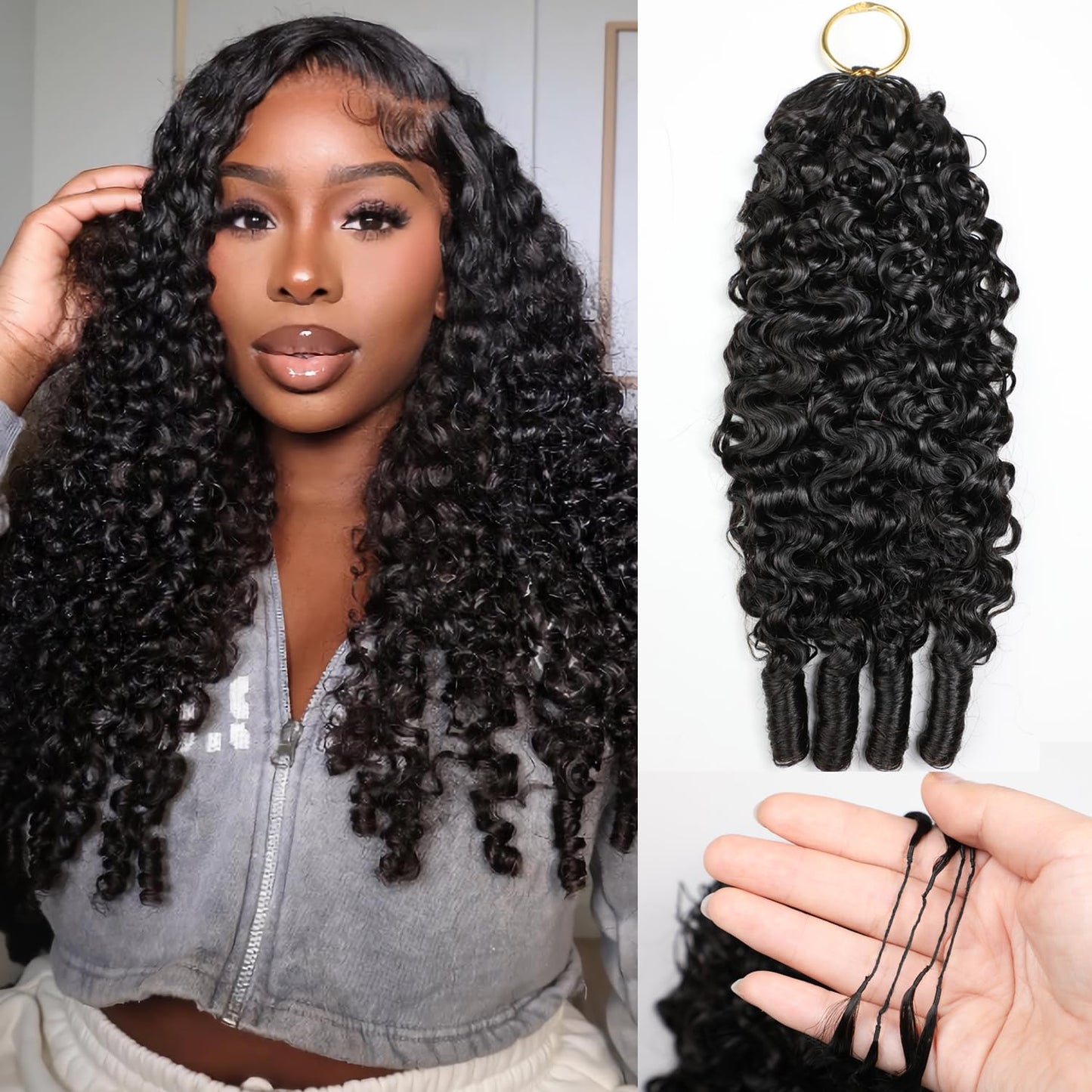 Burmese Curly Crochet Hair - 20 Inch 60g Knotless Pre-Separated Bundles | Invisible Miracle Knots, Reusable Virgin Hair Extensions