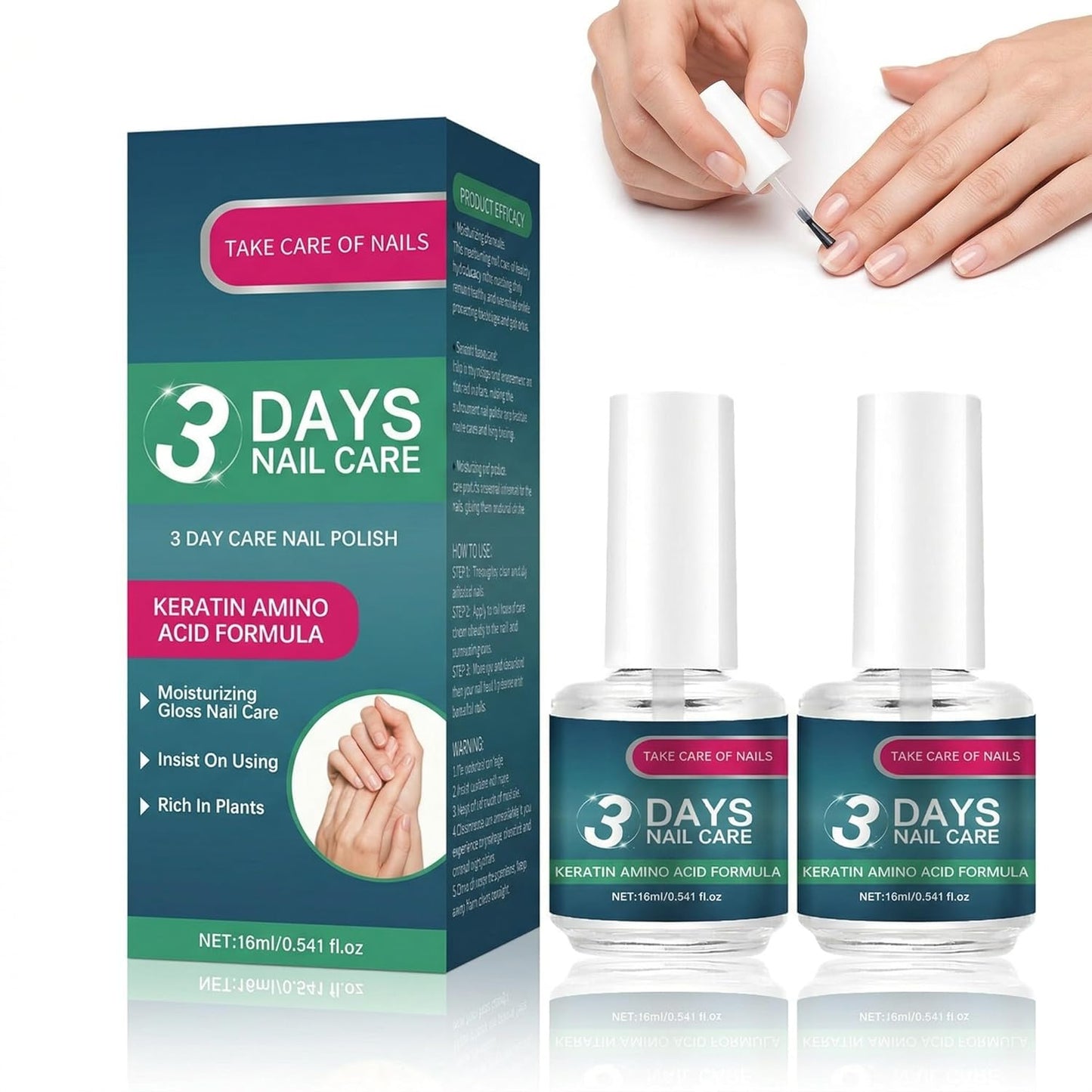 Nail Care Treatment - Keratin Amino Acid Formula for Strengthening & Hydration | 2PCS (0.54 Fl Oz)