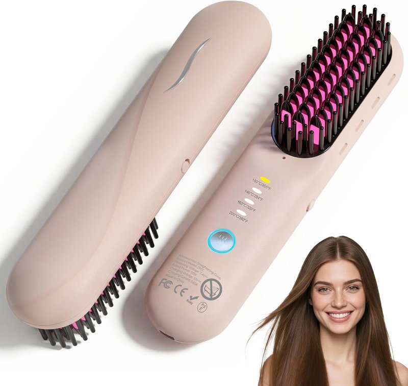 Cordless Straightening Comb - Mini Portable Hair Straightening Brush for Short Hair | Travel-Friendly Styling Tool