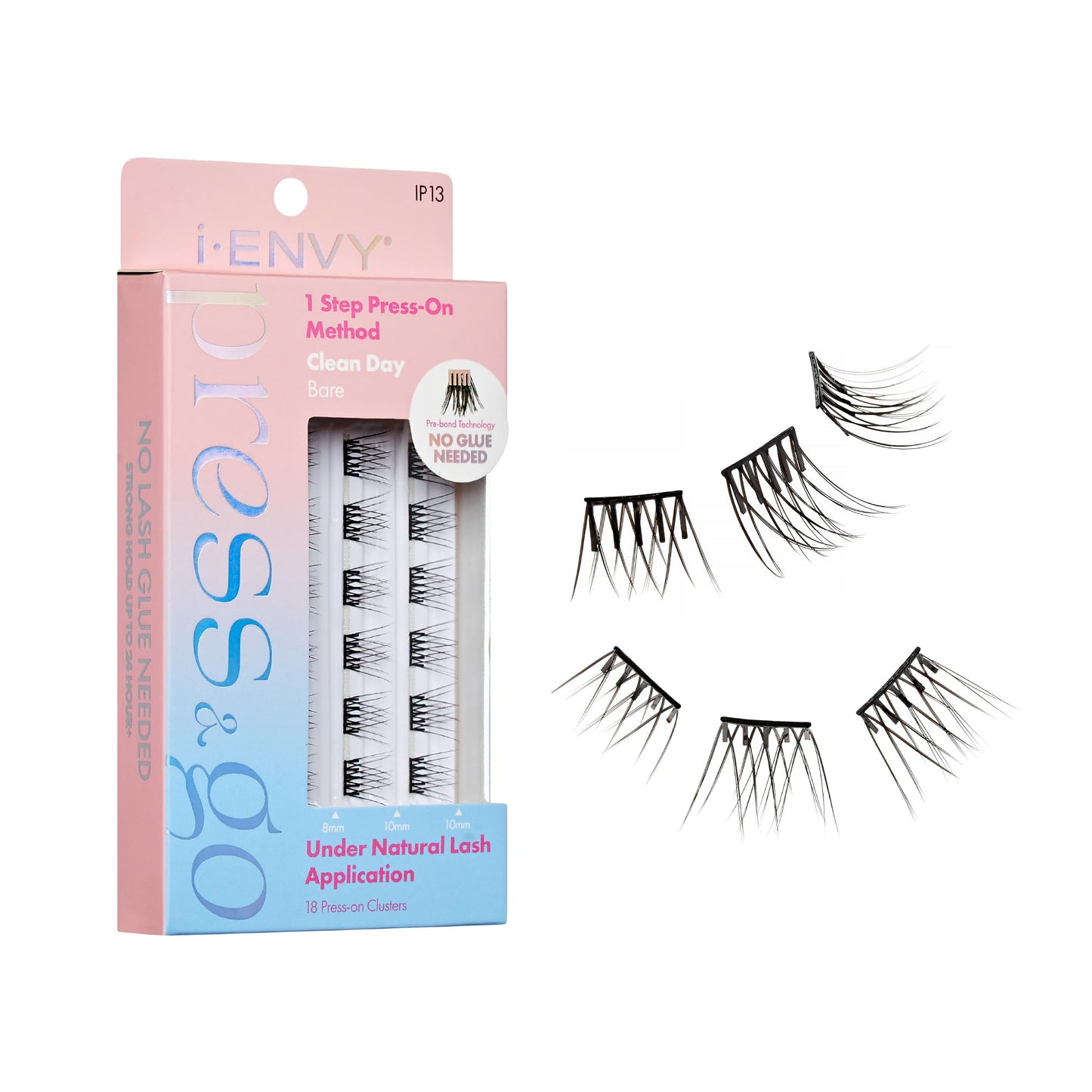i-ENVY Press&Go Self-Adhesive Eyelashes, No Glue Needed False Eyelash Clusters, Easy Application Patented 1 Step Press-On Lashes, No Damage or Residue