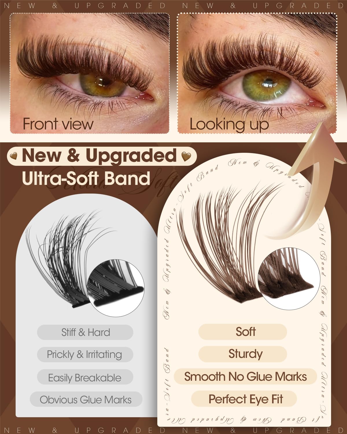 Fluffy Brown Lash Clusters - Wispy Individual Eyelash Extensions 10-16MM | 50D Volume Curl