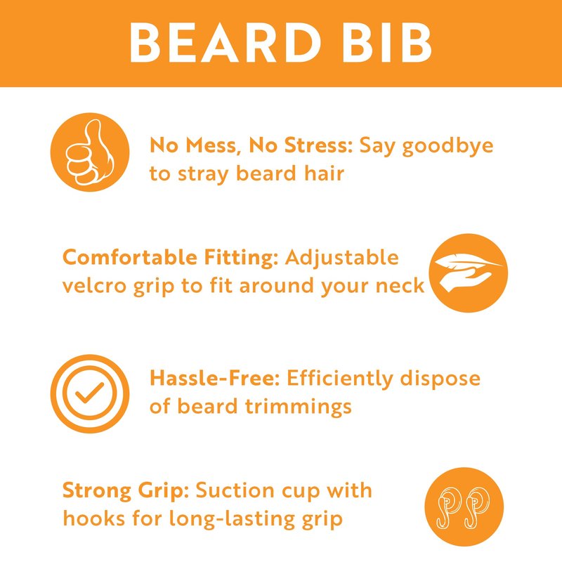 My Perfect Goatee Beard Bib Apron for Men - Superior Lock-Down Suction Cups - Hair Clippings Catcher - Waterproof Cape with Storage Pouch - Adjustable Neck Strap