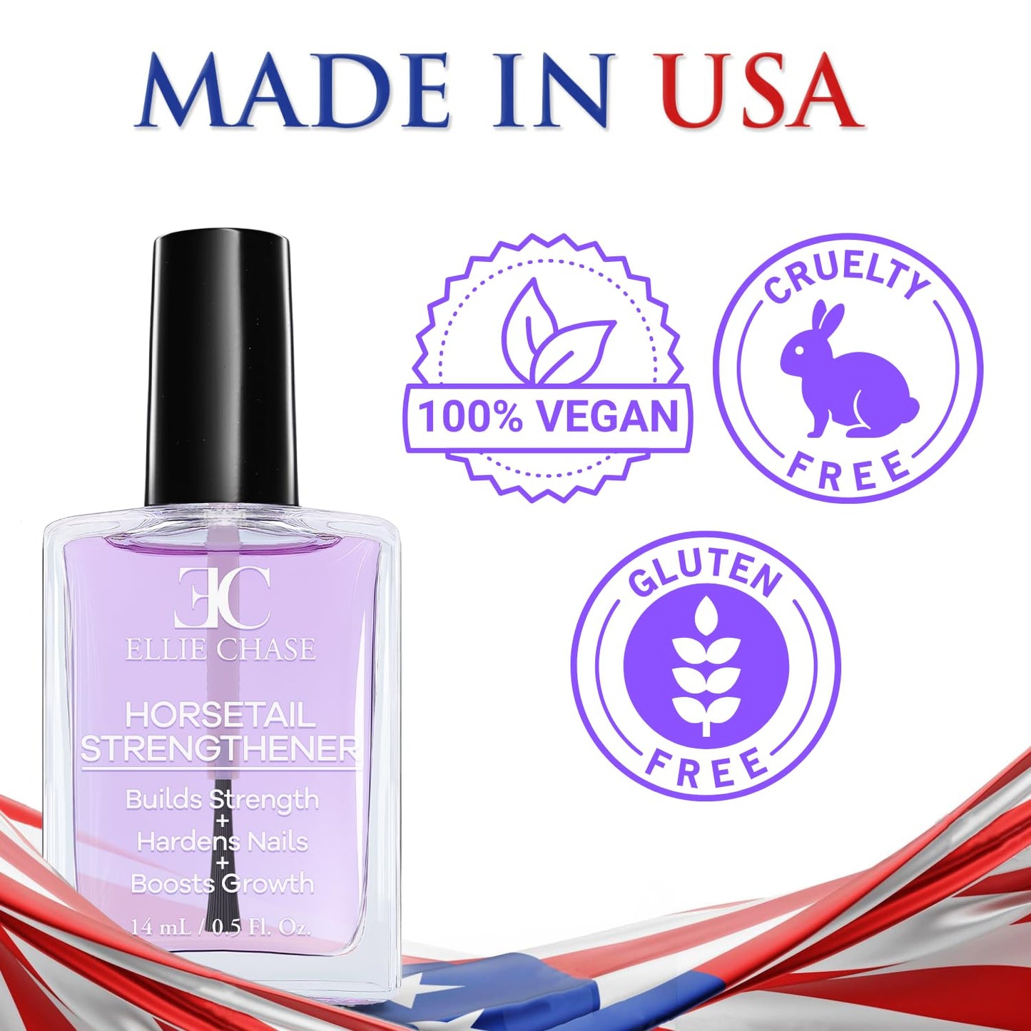 Horsetail Nail Strengthener - Growth & Repair Treatment Polish 0.5 OZ | Strengthens Weak, Chipped, & Damaged Nails